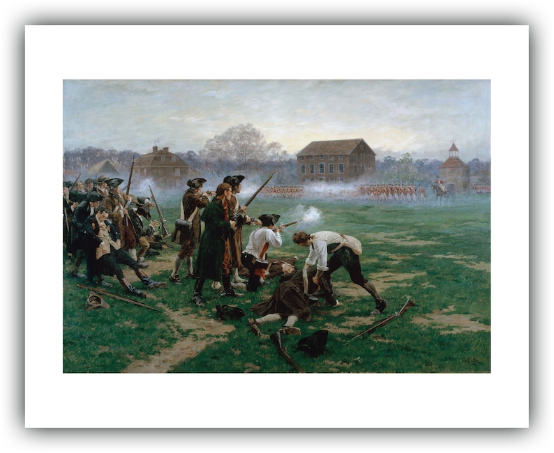 William Barnes Wollen : The Battle of Lexington, 19th April 1775 1910 Giclee Fine Art Print 16 x 20 inches