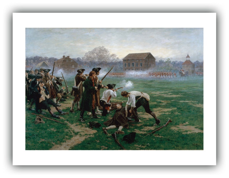 William Barnes Wollen : The Battle of Lexington, 19th April 1775 1910 Giclee Fine Art Print 9 x 12 inches