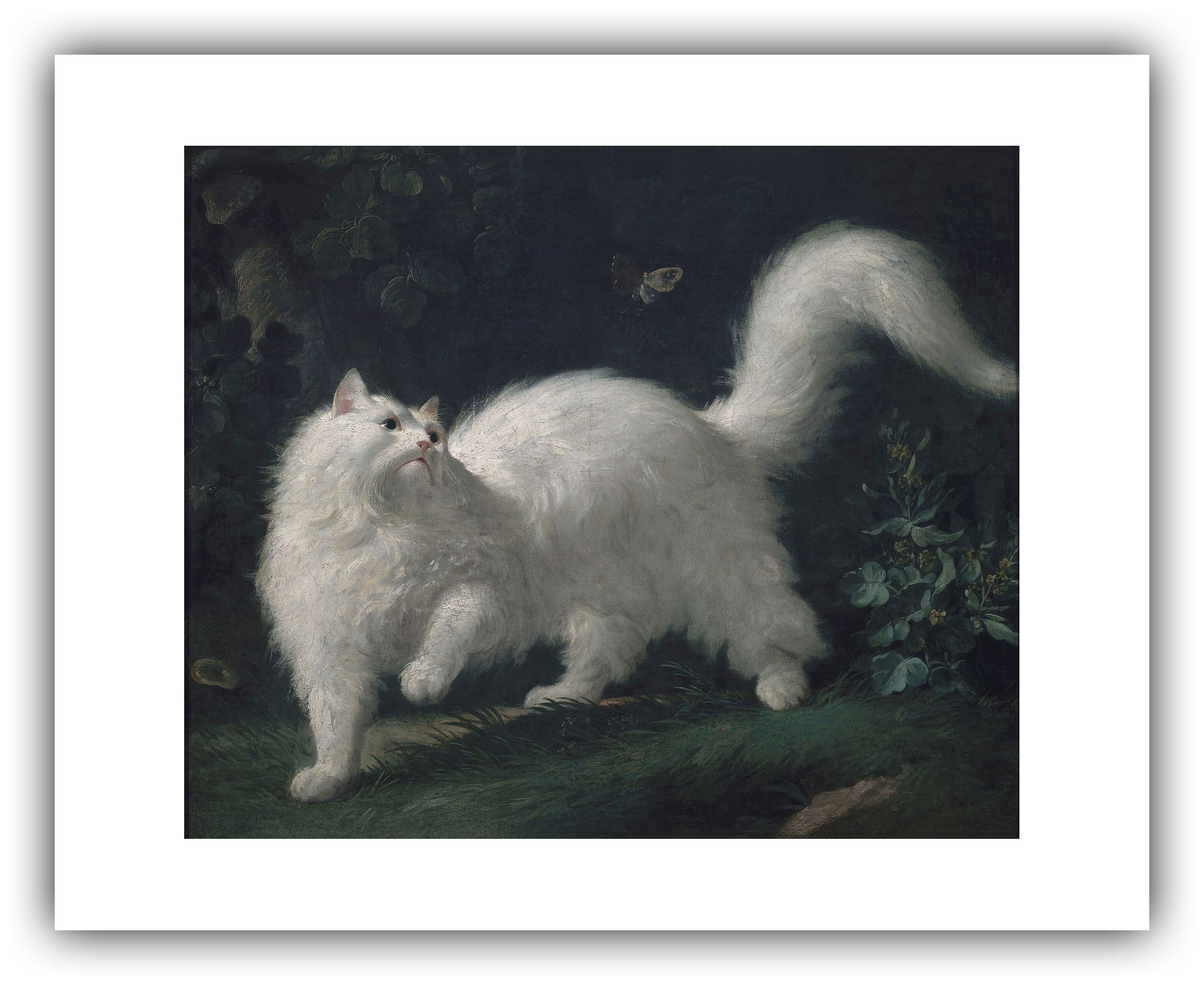 猫と蝶々アンティーク絵画 猫と蝶 | iichi 日々の暮らしを心地よくするハンドメイドや