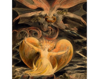 William Blake : The Great Red Dragon and the Woman Clothed with the Sun (c. 1803-1805) - Giclee Fine Art Print