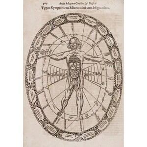 Athanasius Kircher : Typus Sympathicus Microcosmi cum Migacosmo Musurgia Universalis, 1650 Giclee Fine Art Print image 1