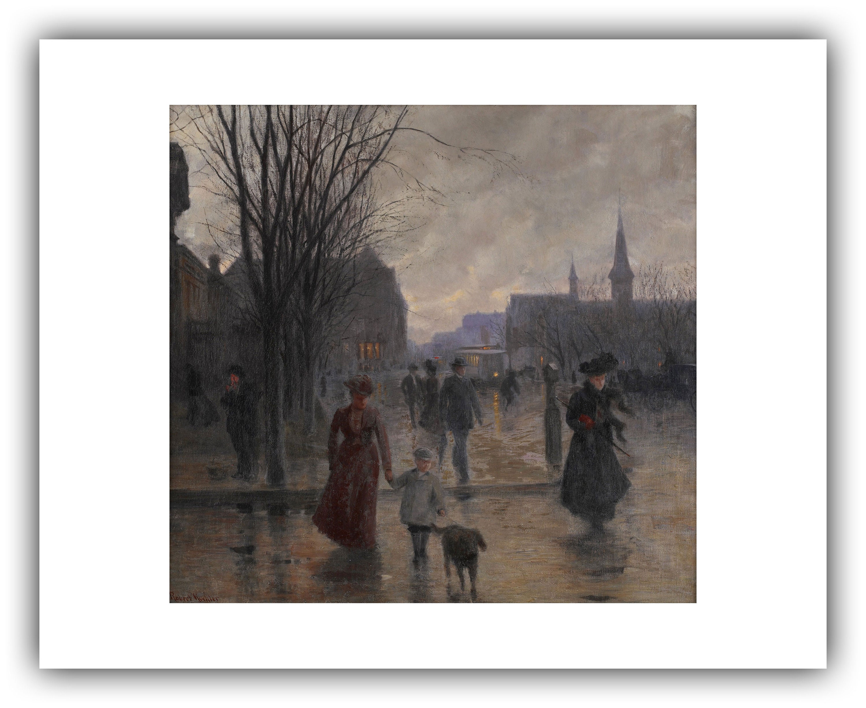 Robert Koehler : Rainy Evening on Hennepin Avenue (c. 1902) - Giclee ...