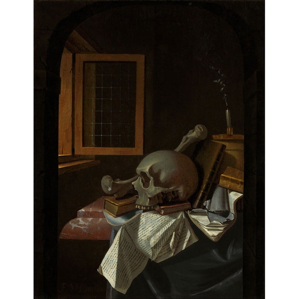 Francois van Daellen : Vanitas Still Life (c. 1650) - Giclee Fine Art Print