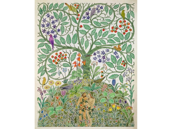 C. F. A. Voysey : the Garden of Eden (adam and Eve) (c. 1923 