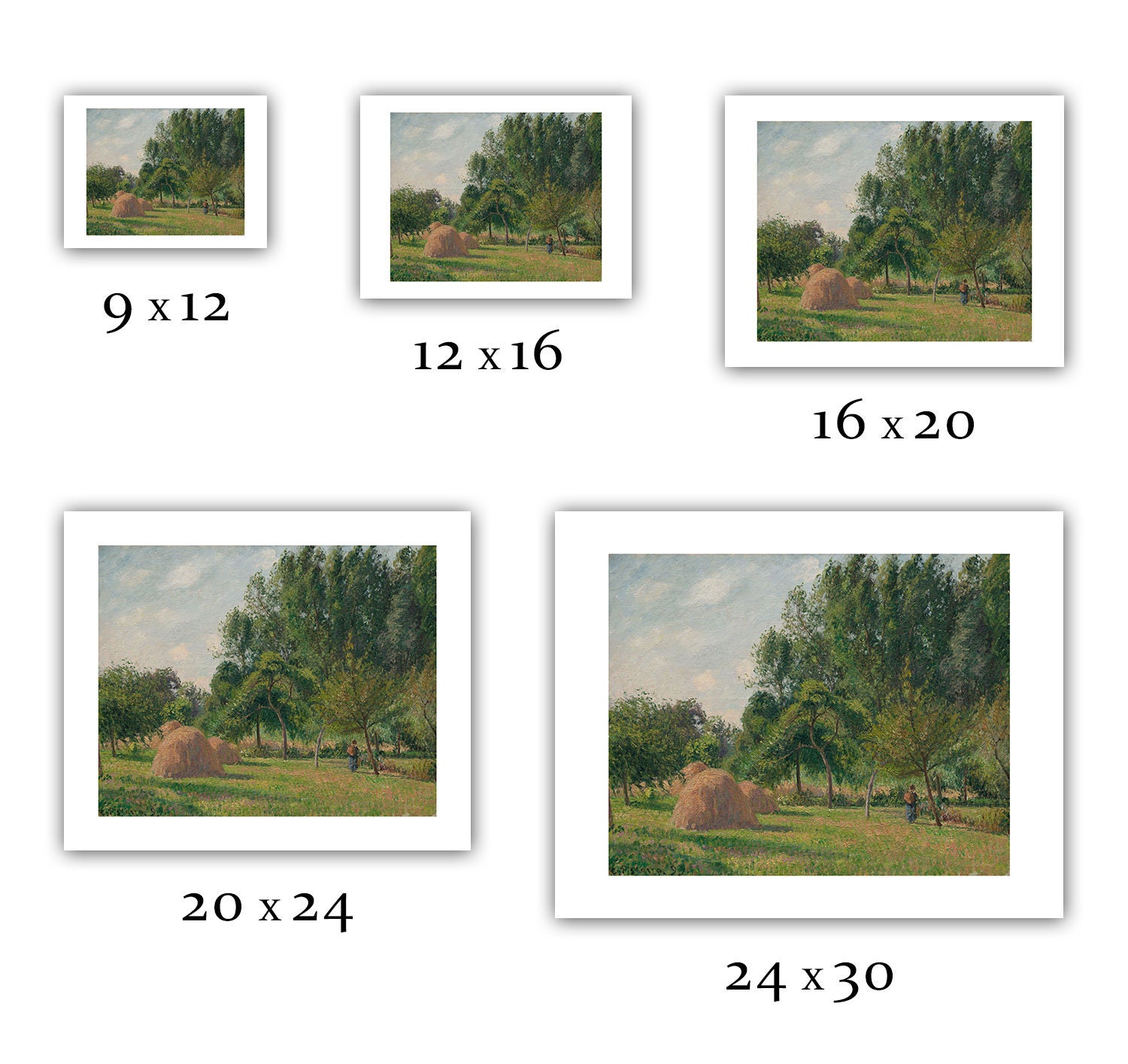 Tableau Toile Camille Pissarro - Meules De Foin, Matin, Éragny - Prêt à Accrocher