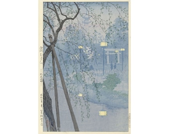 Kasamatsu Shiro : The Edge of the Shinobazu Pond During a Foggy Evening (1932) - Giclee Fine Art Print