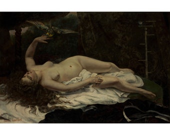 Gustave Courbet: Mujer con loro (1866) - Impresión artística giclée