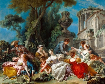 Francois Boucher : The Bird Catchers (1748) - Giclee Fine Art Print