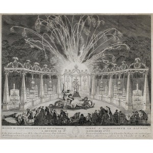 Charles-Nicolas Cochin II : Fireworks Display Presented to the Dauphin on His Sixth Birthday (1736) - Giclee Fine Art Print