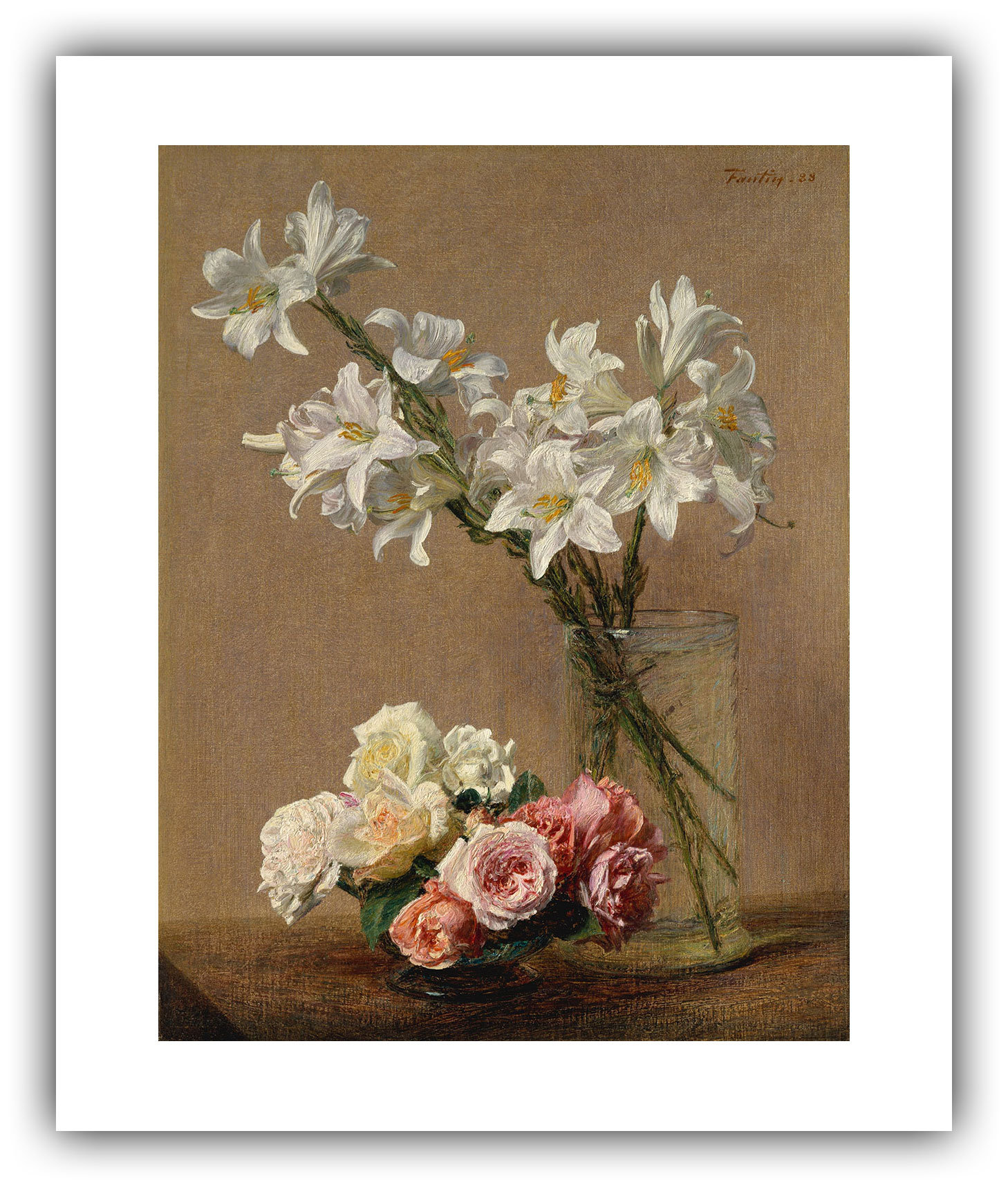 Henri Fantin-latour : Roses and Lilies (1888) - Giclee Fine Art