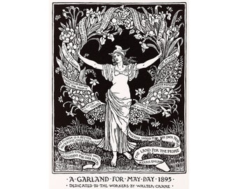 Walter Crane : A Garland for May Day 1895 (1895) - Giclee Fine Art Print