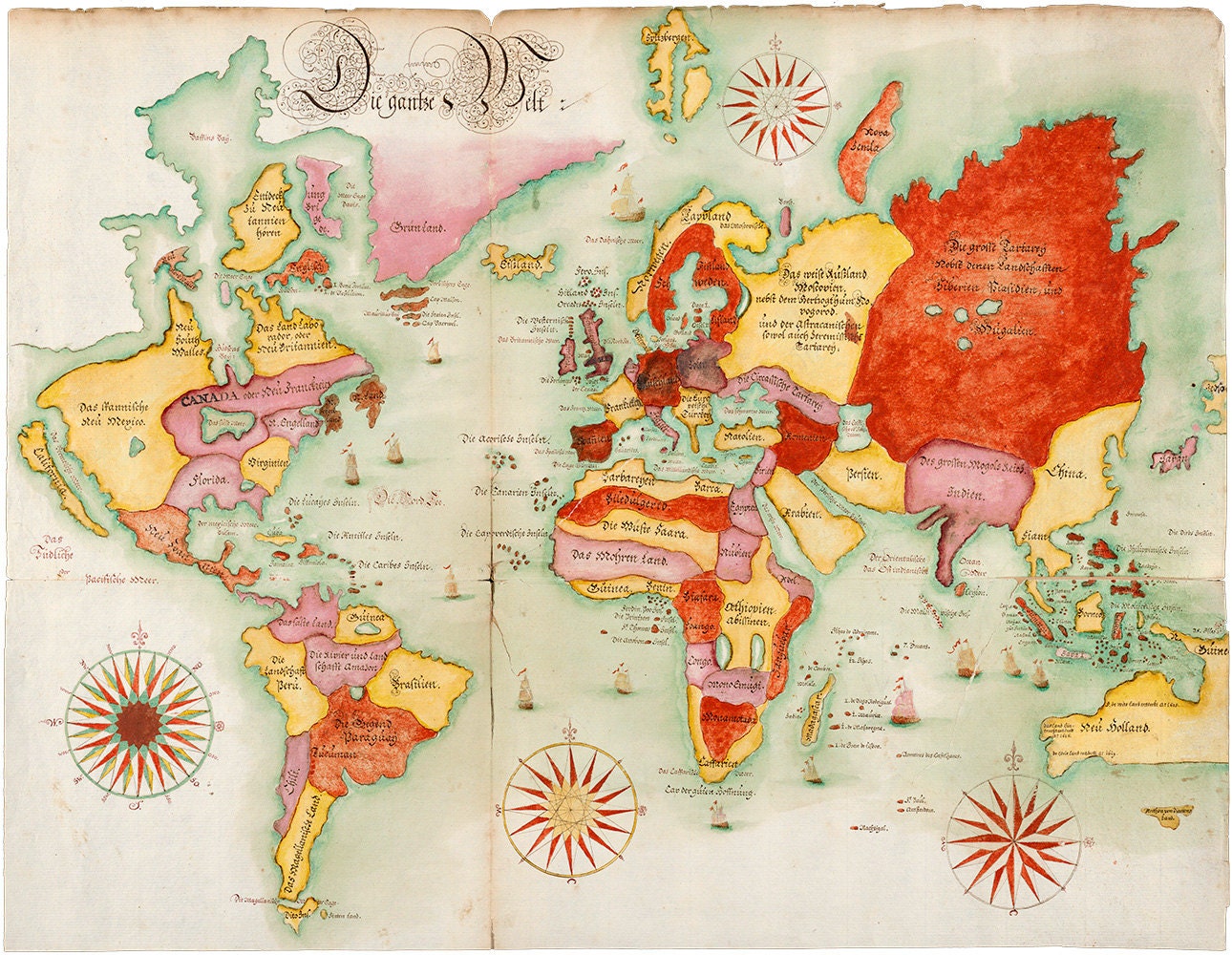 Manuscript Map Of The Whole World Die Gantse