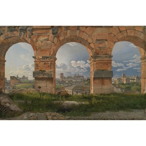 Christoffer Wilhelm Eckersberg : Ein Blick durch drei Bögen auf das dritte Stockwerk des Kolosseums (1815) - Giclee Fine Art Print