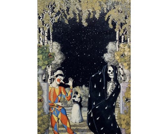 Konstantin Somov: Arlequín y la muerte (1907) - Impresión artística giclée