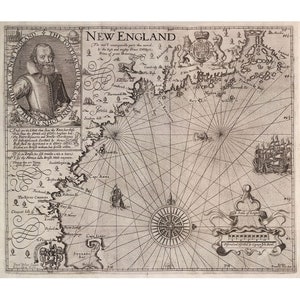 Kapitein John Smith: Kaart van New England (1616) - Giclee Fine Art Print