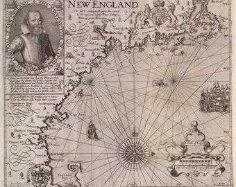 Captain John Smith : Map of New England (1616) - Giclee Fine Art Print