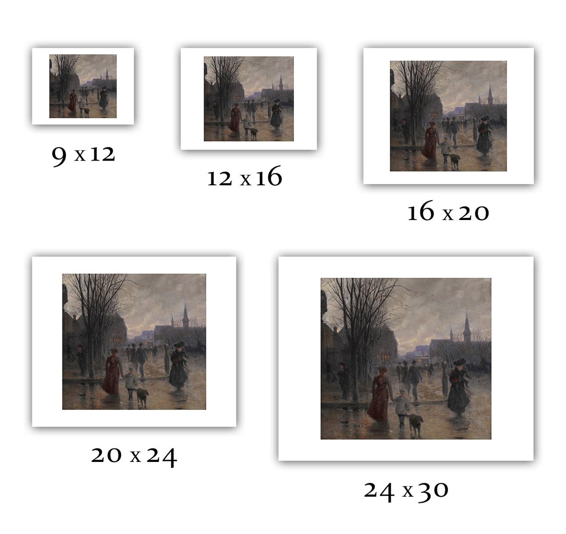 Robert Koehler : Rainy Evening on Hennepin Avenue (c. 1902) - Giclee ...