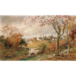 Jasper Francis Cropsey: Paisaje otoñal, Saugerties (1886) - Giclee Fine Art Print