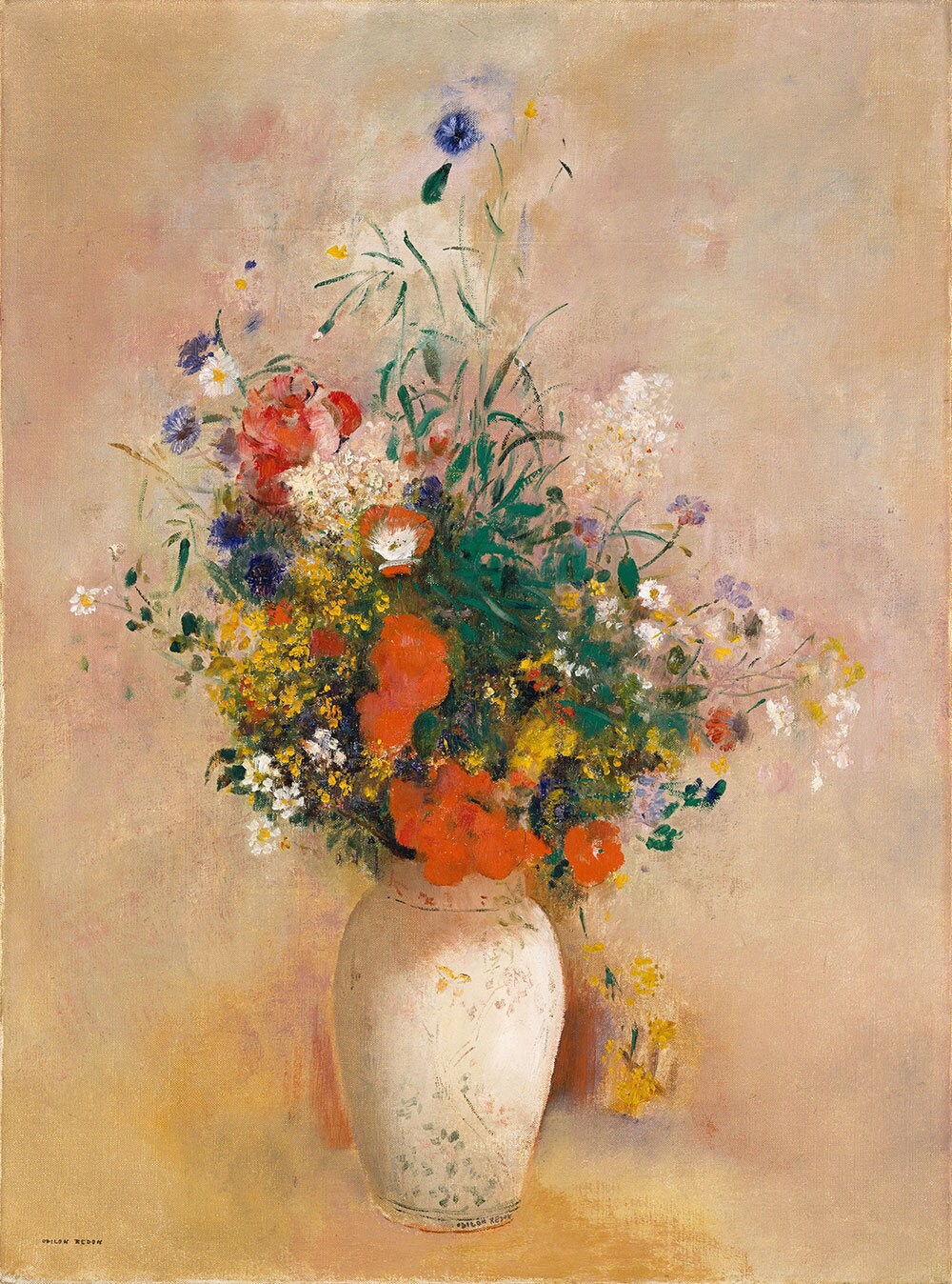 オディロン・ルドンのターコイズ色の花瓶に生けられた花(複製画) オディロン・ルドンのターコイズ色の花瓶に生けられた花(複製画