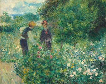 Pierre-Auguste Renoir: Blumen pflücken (1875) - Giclee Fine Art Print