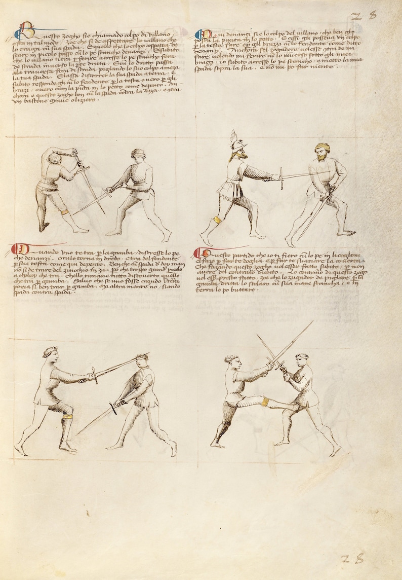 Fiore dei Liberi : Combat with Sword / Fencing Fol. 26 The Flower of Battle, c.1410 Giclee Fine Art Print image 3