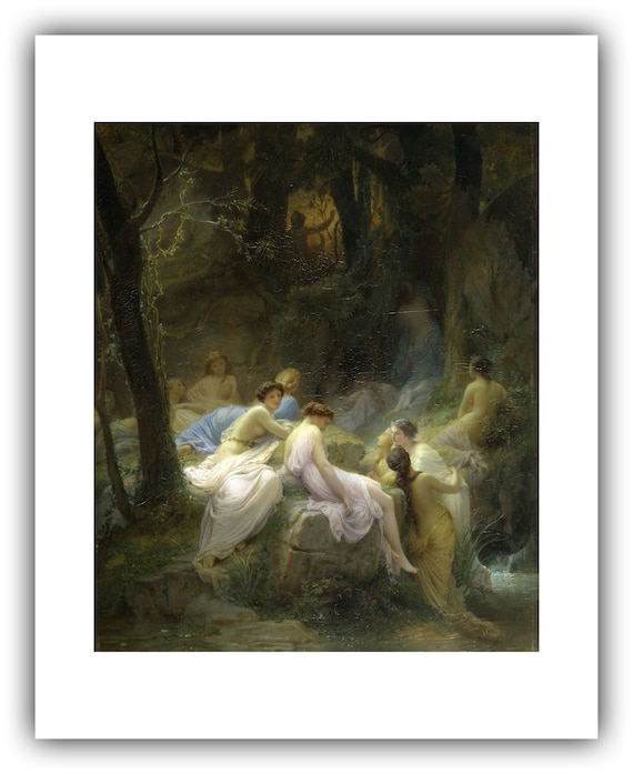 絵画 Listening Charles Francois Jalabert : Nymphs Listening to the Songs of