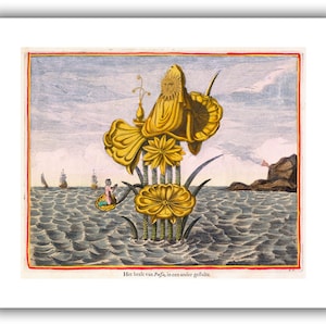 Athanasius Kircher : The Goddess Pussa on a Lotus 1668 Giclee Fine Art Print 20 x 24 inches