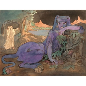 Pamela Colman Smith : The Blue Cat (1907) - Giclee Fine Art Print