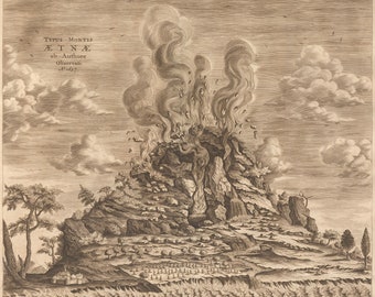 Athanasius Kircher : Plan of Mount Etna (1678) - Giclee Fine Art Print