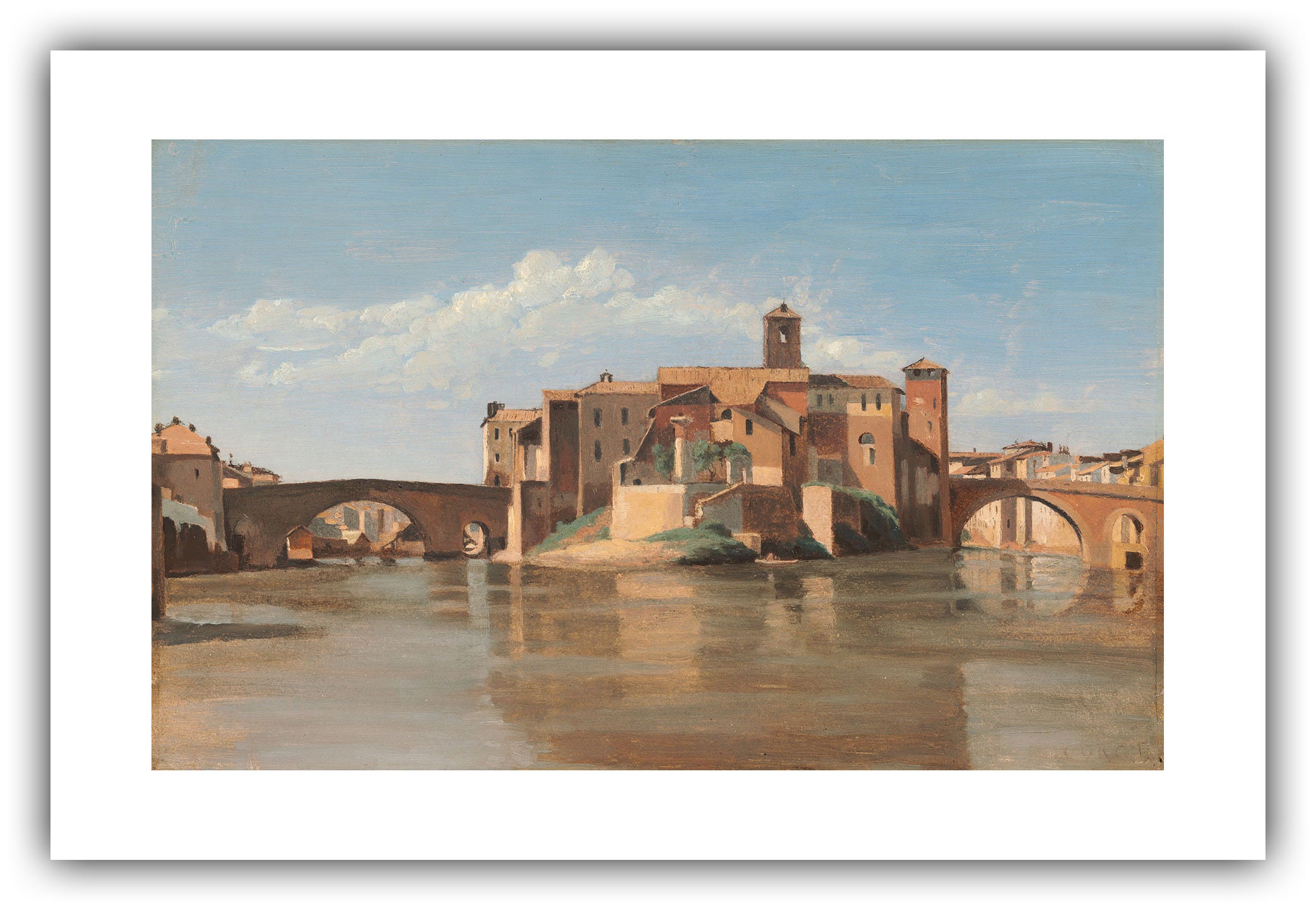 カミーユ・コロー：サン・バルトロメオ島と橋、ローマ（1825/1828年