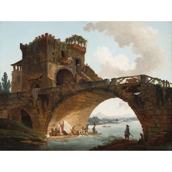 Hubert Robert : The Ponte Salario (c. 1775) - Giclee Fine Art Print