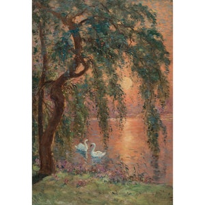 Marie-Joseph Iwill : The Lake of Love - Weeping Willow (c. 1918) - Giclee Fine Art Print