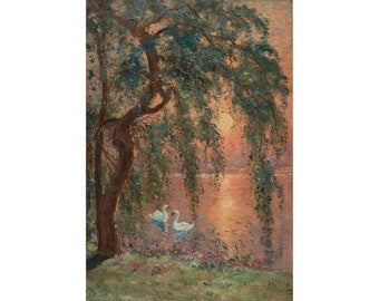 Marie-Joseph Iwill : The Lake of Love - Weeping Willow (c. 1918) - Giclee Fine Art Print