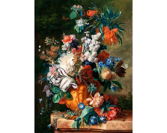 Jan van Huysum : Bouquet of Flowers in an Urn (1724) - Giclee Fine Art Print