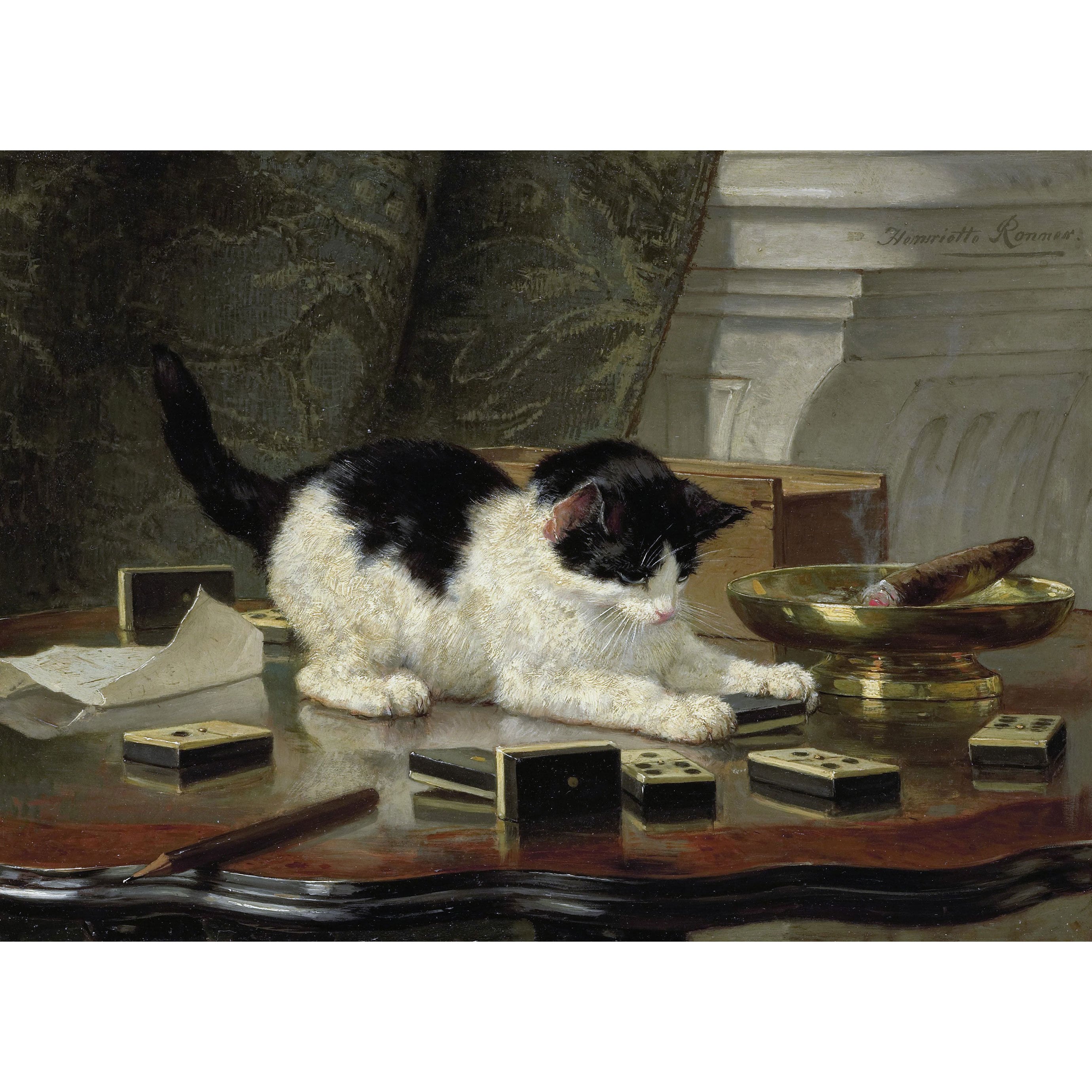 Henriette Ronner-knip : the Cat at Play (c. 1860-1878) - Giclee