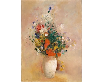 Odilon Redon : Vase of Flowers (Pink Background) (c. 1906) - Giclee Fine Art Print