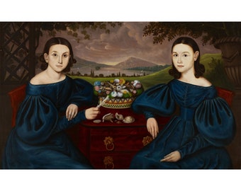 Orlando Hand Bears: Retrato de Eliza Ann y Adelia Dusenberry (1838) - Impresión artística giclée
