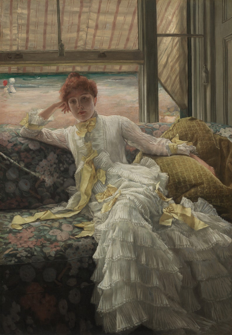 James Tissot : Seaside July Specimen of a Portrait 1878 Giclee Fine Art Print image 3