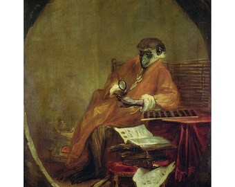 Jean Simeon Chardin : The Monkey Antiquarian (1740) - Giclee Fine Art Print