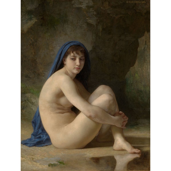 William-Adolphe Bouguereau : Sitzender Akt (1884) - Giclee Fine Art Print
