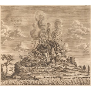 Athanasius Kircher : Plan of Mount Vesuvius (1678) - Giclee Fine Art Print