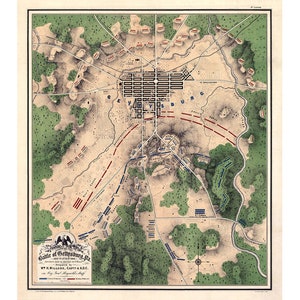 William H. Willcox : Karte der Schlacht von Gettysburg, PA (um 1863) - Giclee Fine Art Print