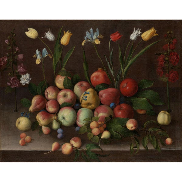 Orsola Maddalena Caccia : Fruit and Flowers (c. 1630) - Giclee Fine Art Print