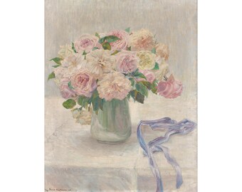 Mary Olga Brand-Krieghammer : Pale Roses (1910) - Giclee Fine Art Print