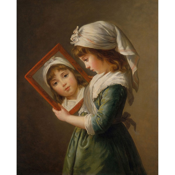 Elisabeth Louise Vigee Le Brun: Julie Le Brun se regardant dans un miroir (1787) - Giclée Fine Art Print