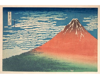 Katsushika Hokusai : South Wind, Clear Sky (Red Fuji) (c. 1830-1832) - Giclee Fine Art Print