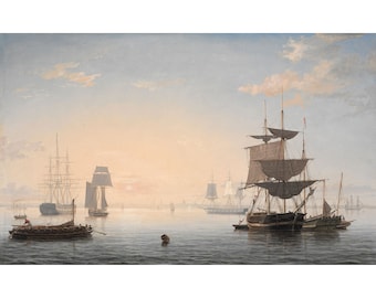 Fitz Henry Lane : Harbor of Boston, with the City in the Distance (c. 1846-1847) - Giclee Fine Art Print