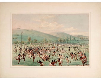 George Catlin&#39;s North American Indian Portfolio : An Indian Ball-Play (Lacrosse) (1844) - Giclee Fine Art Print