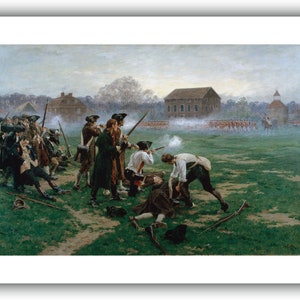 William Barnes Wollen : The Battle of Lexington, 19th April 1775 1910 Giclee Fine Art Print 24 x 36 inches