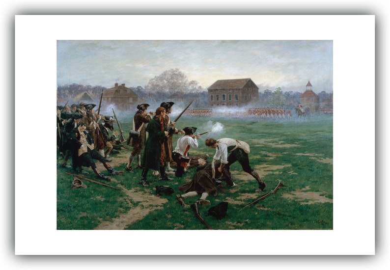 William Barnes Wollen : The Battle of Lexington, 19th April 1775 1910 Giclee Fine Art Print 24 x 36 inches